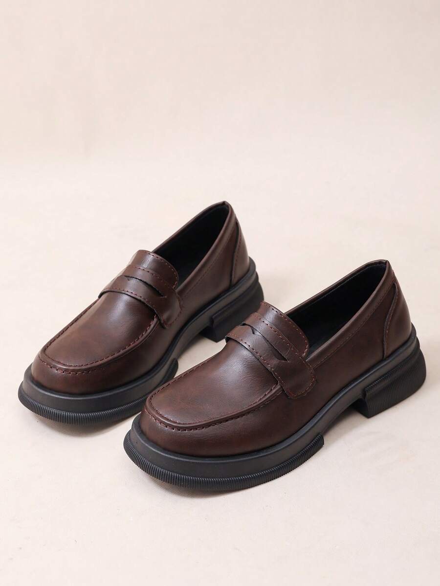 2025 Spring New Japanese Style Brown Thick Sole Increased Height Loafers, Retro British Style JK, Versatile Flats (Run Small By One Size)