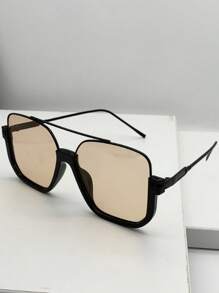 1 件装多边形复古双桥女士时尚眼镜，适合夏季海滩度假、户外、旅行