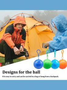 10/6/3/1pc Portable Raincoat Ball, Disposable Thickened Raincoat With Ball-Shaped Storage Box, Suitable For Hiking & Camping; Can Hang On Backpack; Random Color Camping Stuff(10/6/4/3/2/1pc) - Multicolor - View 6