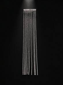 1 件超长水钻流苏发夹，女神时尚发饰，适合婚礼、派对、日常佩戴、拍照 - 銀色 - 查看 4