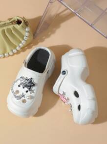 Women Platform Starfish Beach Sandals/Slippers With Thick Soles, DIY Summer Casual Elevated Slip-Resistant Wedge Shoes - White - View 5