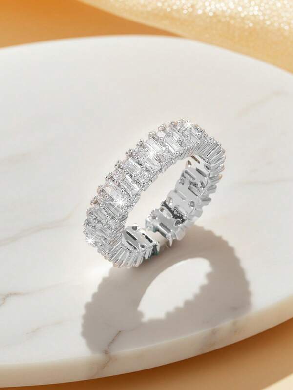 خاتم قابل للتعديل من الزركونيا المكعبة فاخر، خواتم قابلة للتكديس أنيقة للوعد للنساء، مناسبة للزفاف والخطوبة وحفلات الأعياد والاستخدام اليومي، هدية مجوهرات لعيد الميلاد والذكرى السنوية وعيد الحب وعيد الأم