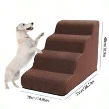 Pet Stairs For Cats & Dogs, 2/3/4/5 Steps Pet Ladder, Ramps For Beds, Non-Slip , Detachable & Washable Sofa Bed Stairs. Care For Injured, Senior Dogs & Cats, Pets With Joint Pain. Hot-Selling Product - Brown - View 17