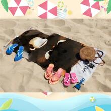 1 szt. Spersonalizowany wzór kota pijącego wodę Supermiękki i chłonny ręcznik plażowy z mikrofibry, wielofunkcyjny do podróży, na kemping, plażę, basen, świetny prezent na lato, wakacje