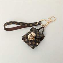 1pc Mini Leather Coin Purse With Clasp Pendant, Portable Keychain, Earphone Storage Bag, Random Printed PU Material, No Need To Wash, Keychain, Daily Bag Accessory/Decoration - Multicolor - View 2