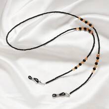 1 件黑色和黄色仿珍珠串珠眼镜链 - 时尚眼镜挂链配件，适合外观