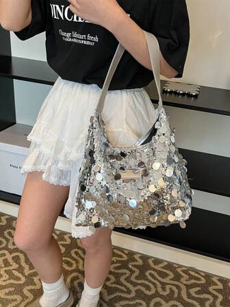 Fashionable & Glamorous Sequins Bag, Niche Design Shoulder Bag, Stylish Formal Dress Party Evening Bag, Celebrity Banquet Party Clutch Purse For Women