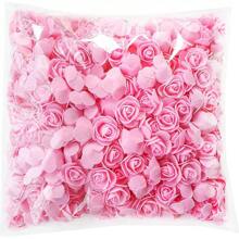 50 piezas de flores de espuma decorativas falsas surtidas de rosas, osos de peluche, unicornios y corazones de 3.5cm, materiales DIY