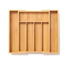 1 szt. Kuchenny rozszerzalny bambusowy organizer szufladowy Regulowana drewniana tacka na sztućce do przyborów kuchennych, sztućców, sztućców