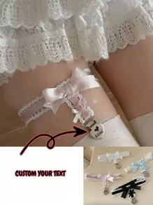 1pc Custom Wedding Garter, Heart Leg Garter Bow Elastic Band, Bridal Thigh Ring Accessories, Lace Wedding Garter Heart Black Leg Garter Women Girl Body Accessories, Adjustable Heart Lace Thigh Garter, Elastic Leg Garter Belt For Ladies Party, Black/Blue/Pink/White