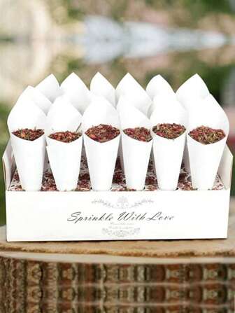 1set White Kraft Paper Confetti Cone Holder & Papers, 30 Holes Confetti Cone Box Confetti Cone Stand For Wedding Decor Party Decor, Gift Wrapping Supplies Bags For Birthday Decor Babe Shower Decor Table Decor Home Decor Room Decor, Birthday Gifts Party Favor, Outdoor Decor