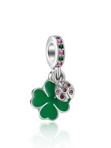 1pc Minimalist Fashion Spring/Summer New Lucky Four Leaf Clover & Ladybug DIY Pendant Accessories For Women, Bracelet Necklace Handmade Crafted Gift