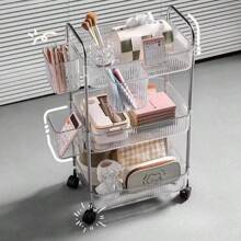 推车置物架家用零食多层收纳书架移动厨房水果蔬菜篮亚克力架子 - 彩色 - 查看 12
