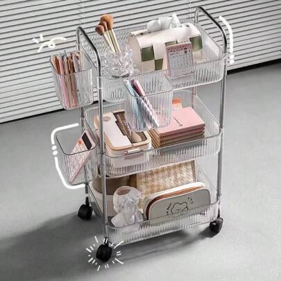 推车置物架家用零食多层收纳书架移动厨房水果蔬菜篮亚克力架子