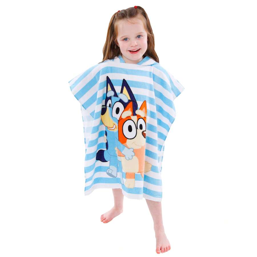 Bluey Hooded Towel Poncho | Hooded Poncho Bath Towel For Boys Or Girls | Kids Swim Pool And Beach Towels | Official MerchandiseSummer,Holiday - Blue - View 1