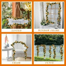 4 件彩色人造向日葵花环 - 92.51 英寸长，适合婚礼、家居和花园装饰、感恩节和秋季庆祝活动