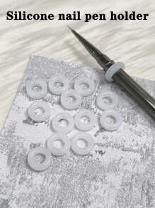 5 pièces support antidérapant pour pinceaux à ongles pouvant être placé à tout moment, en matériau silicone, bonne flexibilité, facile à utiliser, peut être assorti à tous les types de stylos, simple et pratique, anti-chute et anti-glissement, accessoires pour manucure adaptés à diverses scènes de nail art