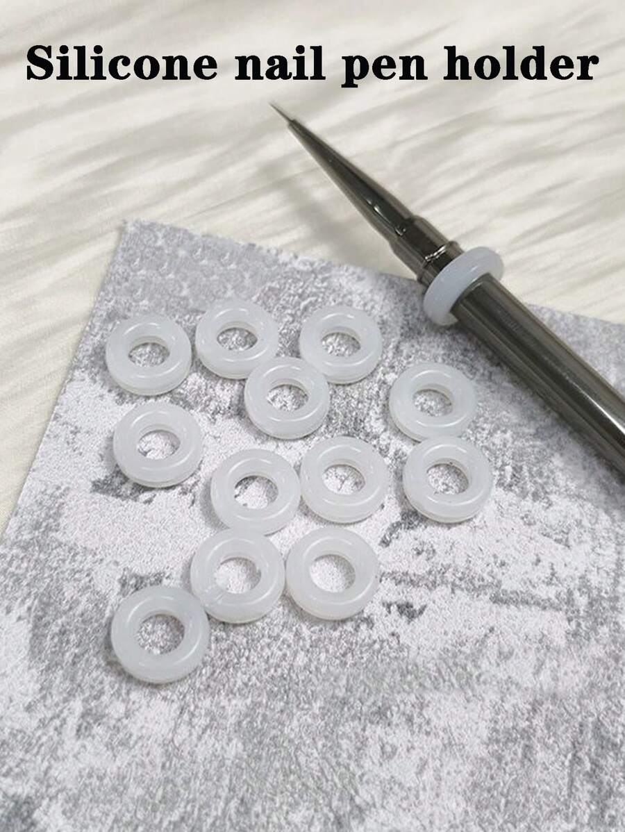 5 pièces support antidérapant pour pinceaux à ongles pouvant être placé à tout moment, en matériau silicone, bonne flexibilité, facile à utiliser, peut être assorti à tous les types de stylos, simple et pratique, anti-chute et anti-glissement, accessoires pour manucure adaptés à diverses scènes de nail art