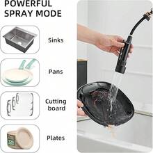 Grifo de cocina con rociador extraíble, grifo de cocina de acero inoxidable comercial con rociador extraíble de un solo orificio y una sola manija para fregadero de RV, lavandería, cocina al aire libre - Oro negro - Ver 3