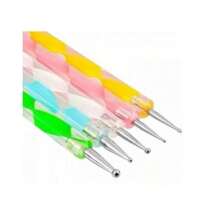 Kit With 15 Brushes + 10 Dotting Tools In 5 Manicure Brushes K&S Professional Manicure - trắng - Xem 6