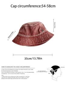 1 pieza Sombrero tipo cubo vintage lavado con ala ancha para mujer, sombrero casual transpirable de protección solar, moda retro versátil
