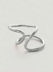 Elegant 925 Sterling Silver Unique Geometric Hollow Out Zirconia Adjustable Rings For Women Daily Wear - Hollow Out Rings - View 7
