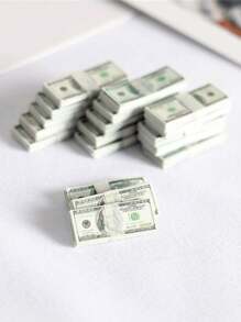 5张/10张/20张娃娃屋迷你美元纸币模型，迷你硬币场景套装，装饰配件和摆件，模拟100美元零花钱，迷你硬币，房间装饰，节日和派对礼物 - 彩色 - 查看 1