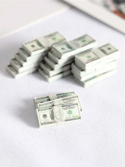 5pcs/10pcs/20pcs Dollhouse Mini US Dollar Bill Models, Mini Coin Scene Set, Decorative Accessories And Ornaments, Simulated $100 Pocket Money, Mini Coins, Room Decor, Holiday And Party Gifts