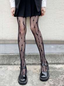 1 双纯真可爱性感渔网紧身裤 - 黑色 - 查看 2