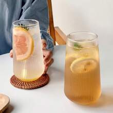 High Quality 16.91 Oz Striped Glass For Iced Coffee, Tea And Juice - Reusable, Hand Wash Only, All Year Round