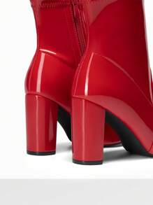 Dream Pairs Women's Fashion Pointed Toe High Chunky Heel Ankle Boots With Inside Zipper Good For Party - 紅色 - 查看 8