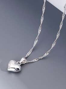 1 件 S925 纯银闪亮精致心形吊坠项链，适合女性、节日和生日礼物、婚礼订婚、新娘珠宝、情人节礼物 - 愛心 - 查看 3