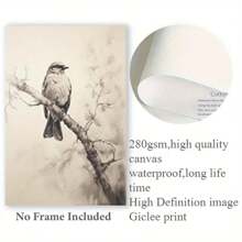 [Set de 3 obras de arte en lienzo de pájaros sin marco] Set de 3 piezas, sin marco, 16x24 pulgadas, Pintura en lienzo de un pájaro posado en una rama de árbol para decoración del hogar, sala de estar, dormitorio, cocina, oficina, cafetería, impresiones de alta calidad, regalo perfecto y decoración