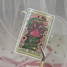 "The Beans" Cat Tarot Card Sticker - Adorable Feline Decal For Cars, Laptops, Motorcycles, Water Bottles, And Notebooks,School Supplies,Back To School - Multicolor - View 3