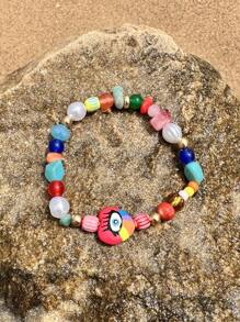 1 pieza Pulsera hecha a mano de cuentas de vidrio coloridas con diseño de ojo malvado, joyería boho de verano y playa para mujer (el color y la forma varían) - Multicolor - Ver 6