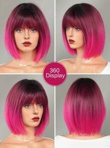 Peluca estilo bob corto de 12 pulgadas con flequillo, adecuada para uso diario