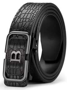 1 条新款鳄鱼纹男士皮带，无扣自动扣，商务休闲百搭裤带，适合青少年、夏季休闲、户外、运动、度假、旅行、毕业礼物、生日、日常穿着 - 彩色 - 查看 9