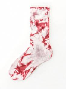 4 Pairs Women Tie Dye Mid-Calf Sports Socks, Colorful Gradient Couples Street Sports, Skate, Basketball Socks