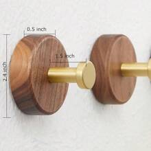 4 Packs Premium Wood Coat Hooks Wall Mounted, Heavy Duty Towel Hooks For Bathroom,Two-Way Installation Provided (Screw In & Adhesive),Rustic Gold Wall Hooks… - 金色 - 查看 5