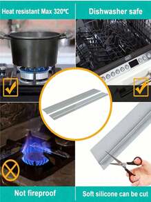 1pc/2pcs Silicone Strip Set, Cooktop Strip, Kitchen Oil And Stain Resistant Strip, Silicone Sealing Strip, Gas Cooktop Mat Set, Gas Cooktop Mat - Multicolor - View 5