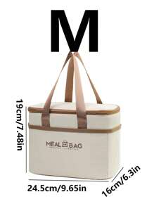 1pc Lunch Box Bag For Office Workers, Student Carrying Rice Bag, Aluminum Foil Insulated Waterproof Meal Bag, Lunch Box Bag, Thickened Rice Carrying Bag - Khaki - View 14