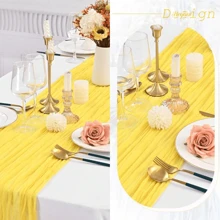 1/3/6pcs Yellow Cheese Cloth Table Runners, 10ft Long Semi-Transparent Boho Or Rustic Style Table Linens For Wedding Arch, Bridal Shower, Holiday Party Decor - Multicolor - View 5