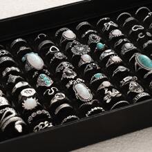 40pcs Unique Gothic Style Mix & Match Ring Set, Artificial Gemstone, Suitable For Vacation, Party, Dating, Daily Wear, Festival, Family, Friends, Gift (Without Box)