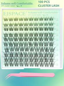 100 piezas de racimos de pestañas naturales estilo wispy, extensiones de pestañas individuales con rizo D, longitudes mixtas de 10-18 mm, aspecto natural, con banda de pestañas transparente y delgada. Racimos de pestañas, racimos de pestañas, pestañas individuales, pestañas, pestañas postizas.