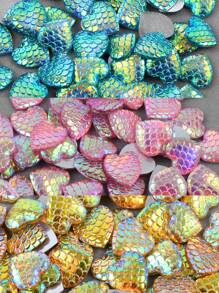 50 颗/包蛇皮图案树脂水钻，12 毫米平底心形树脂水钻，树脂水钻适用于手工 DIY 和服装配饰 - 彩色 - 查看 8