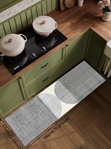 1 件创意条纹半圆形图案硅胶厨房地垫，轻质奢华简约风格，缓冲抗疲劳，吸水防滑厨房地毯，适用于厨房、浴室、入口、洗衣房 - 彩色 - 查看 7