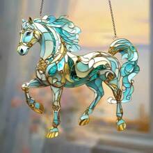 A Set Of 2D Acrylic Colored Glass Horse Sun Catcher Wall Decoration Pendant, Animal Themed Sun Catcher Decoration, Suitable For Home Wall Decoration, Room Decoration, Office Decoration, Bedroom Window Decoration, Summer Garden And Vacation Home Decoration; Interesting And Fashionable Design Style