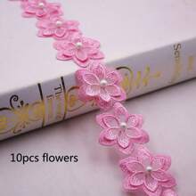 10 件珍珠花卉刺绣蕾丝缝纫用品 - 彩色 - 查看 8