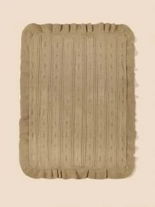 1pc Baby Ruffle Knit Blanket, Simple Solid Color Hollow Out Style Infant Swaddling Wrap, All Season