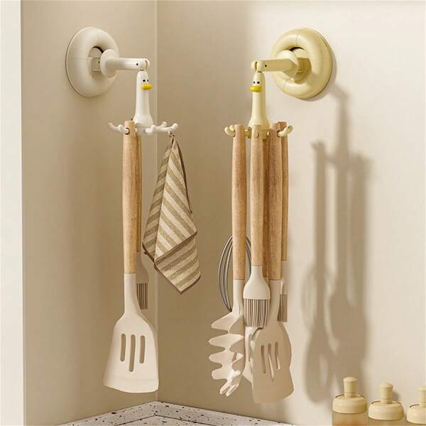 Ventouses de cuisine, poulpe, crochets pivotants, sans forage, ustensiles de cuisine, spatule, crochets, pelles, cuillères, étagères de rangement